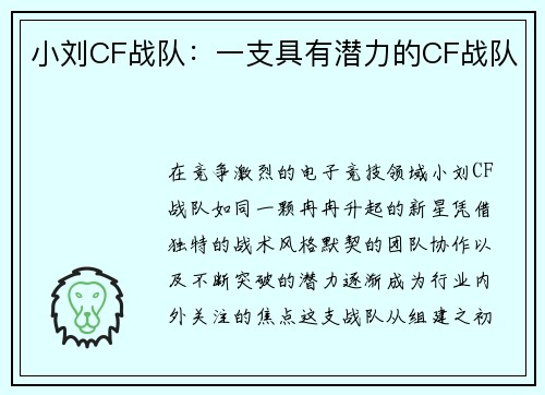 小刘CF战队：一支具有潜力的CF战队